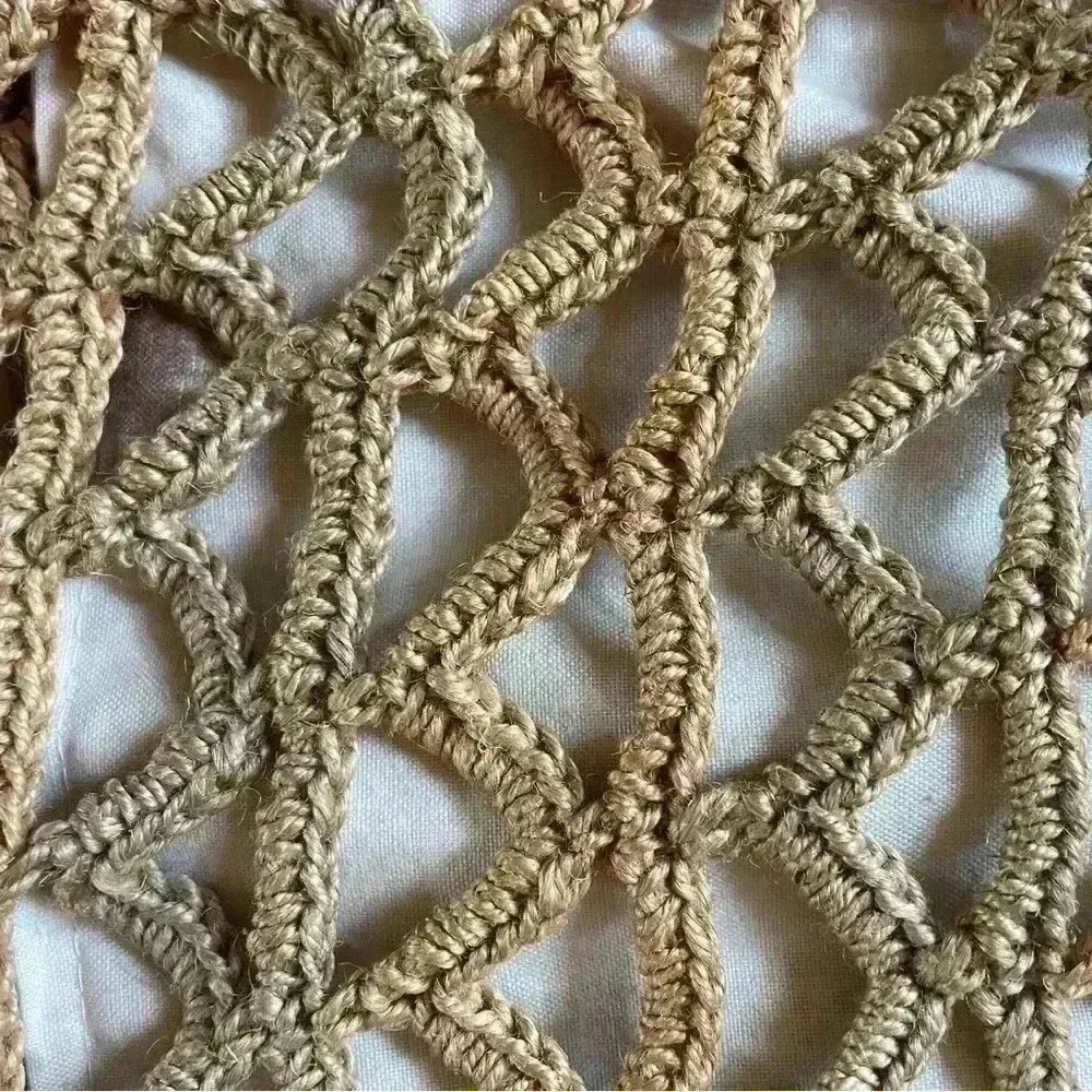 Vintage Macramé Handbag Purse Tote Crochet Handmade Boho Fish Net Bag.